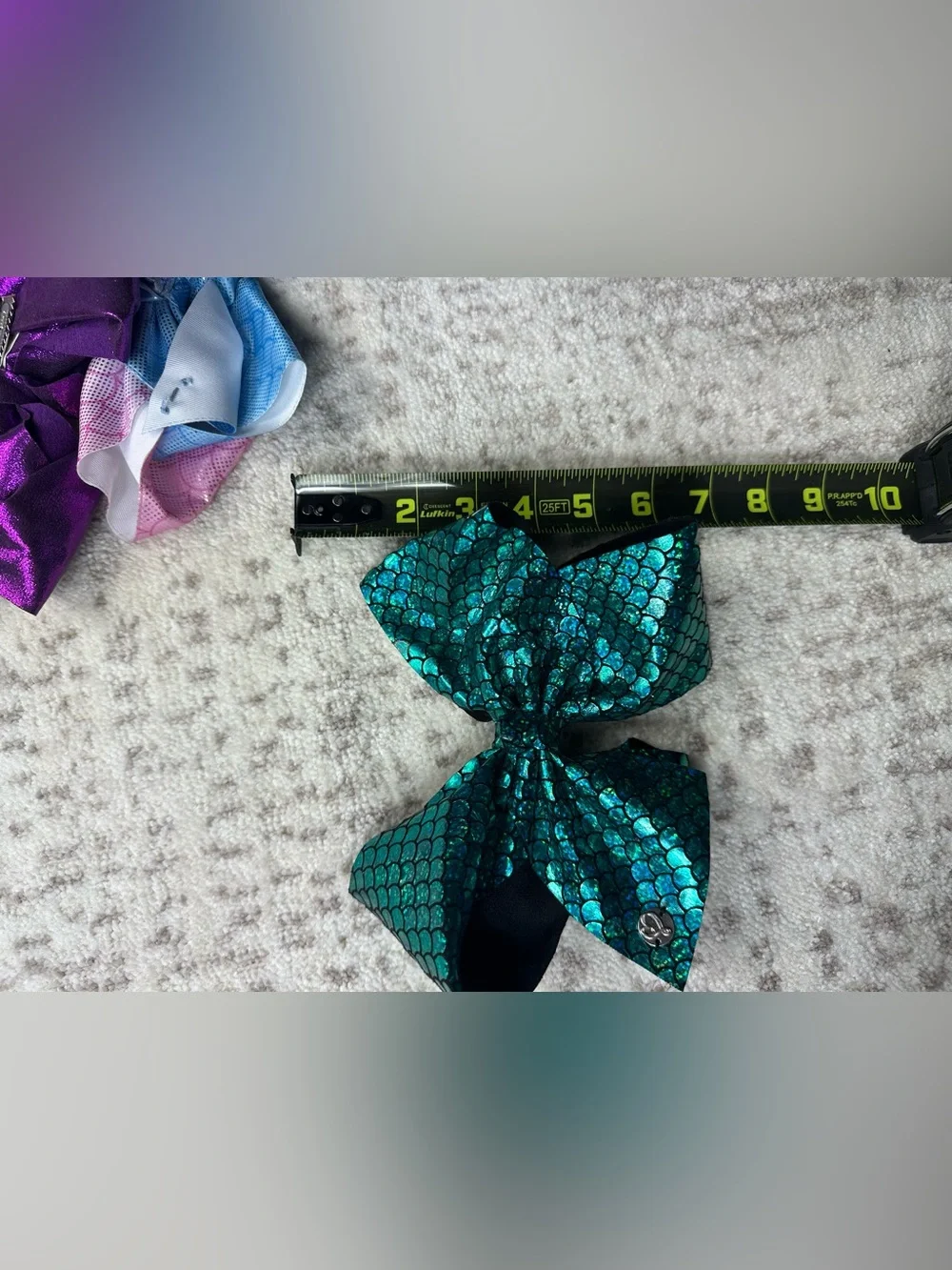 Justice Purple, Pink/Blue Ombre, and Teal Mermaid Hair Bows - Set of 3 - Picture 8 of 8